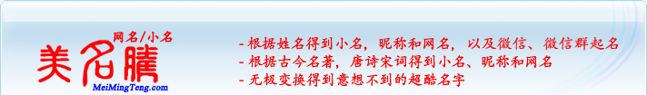 根據(jù)姓名得到小名，昵稱和網名；根據(jù)古今名著，唐詩宋詞得到小名，昵稱和網名；無極變換得到意想不到的超酷名字